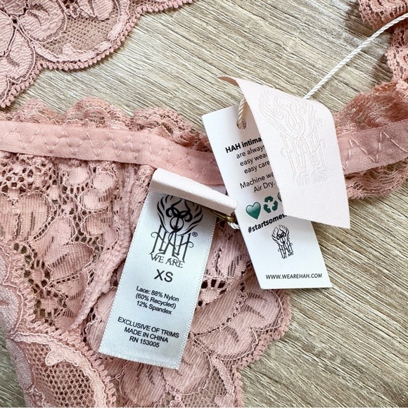 NWT HAH Lace Bralette Bra Top Sheer Light Pink XS - Picture 2 of 3